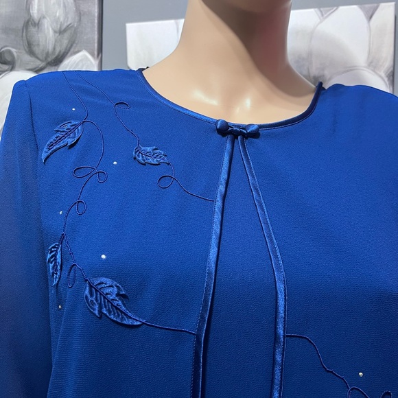 Che Studio Royal Blue Dress tier embellished Dressy Formal sz 16  Church NWT - Picture 5 of 12